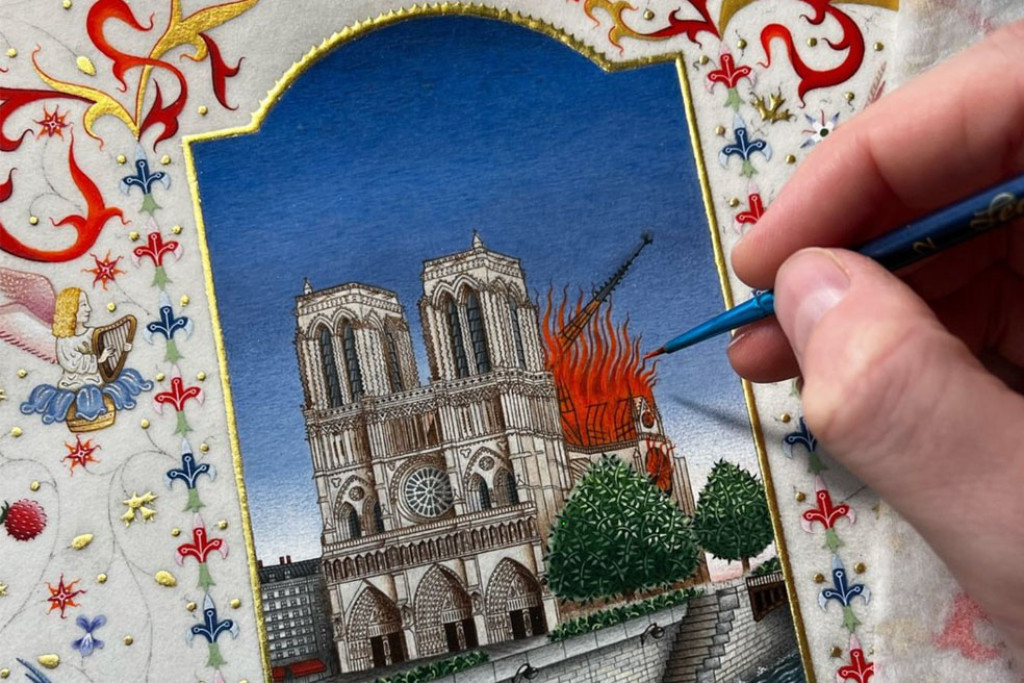 Brand in de Notre-Dame, 21ste-eeuws verlucht manuscript geïnspireerd door manuscripten uit de 15de eeuw