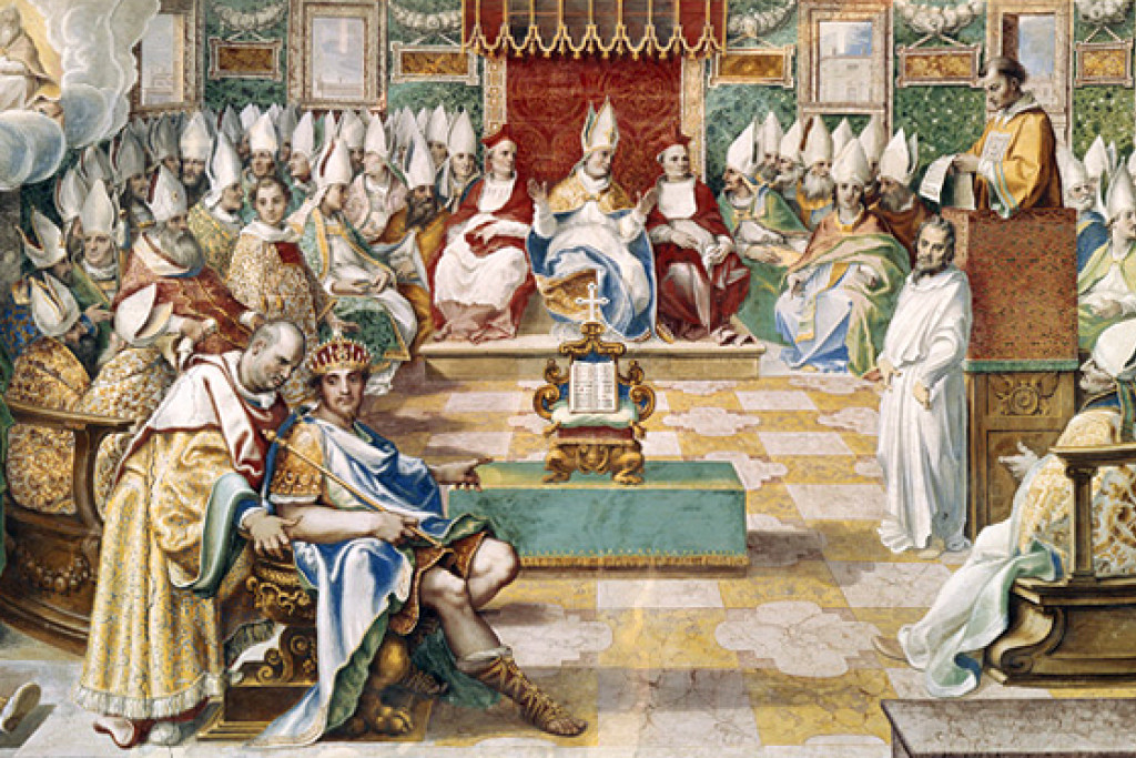Het Concilie van Nicea geschilderd door Cesare Nebbia.