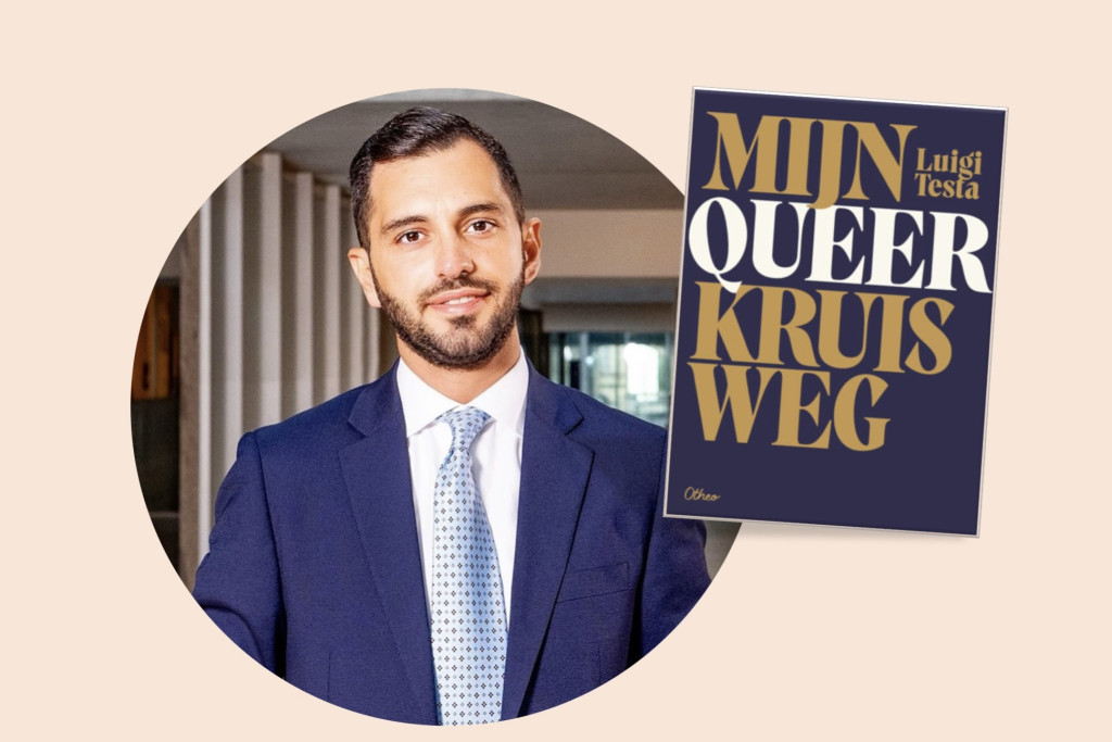Portret Luigi Testa en cover 'Mijn queer kruisweg'
