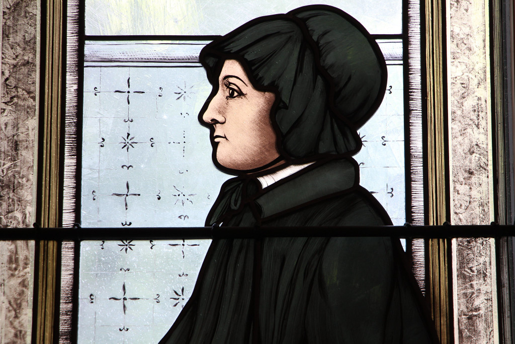 Elizabeth Ann Seton op een glasraam in de St Mary's Cathedral, Portland, OR