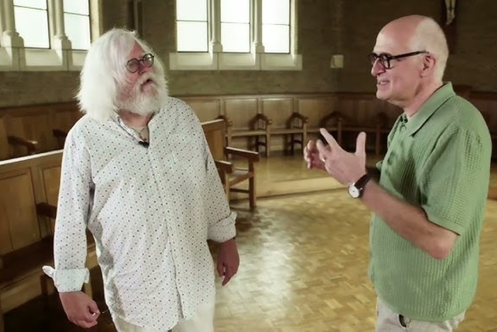 Twee Erikken: Borgman (links) en Galle (rechts) in de abdij van Brecht.