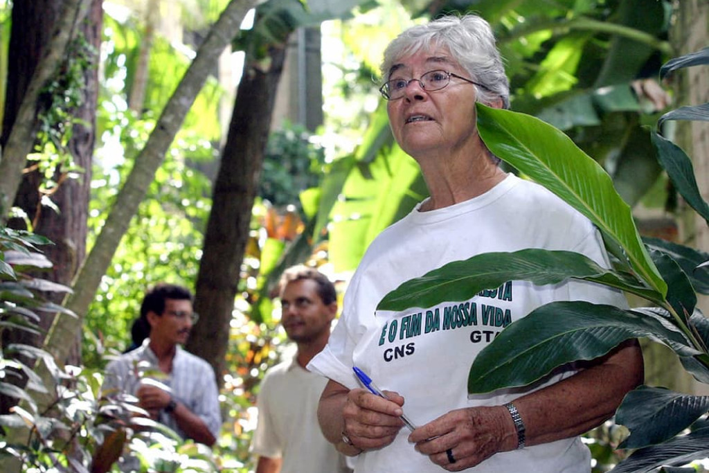 Zuster Dorothy Stang aan het werk in het Amazonewoud in Pará, Brazilië, in 2004, een jaar voor ze er werd vermoord Zuster Dorothy Stang aan het werk in het Amazonewoud in Pará, Brazilië, in 2004, een jaar voor ze er werd vermoord