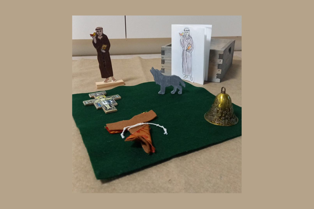 Het materiaal van het verhaal van Franciscus van Assisi op de wijze van Godly Play
