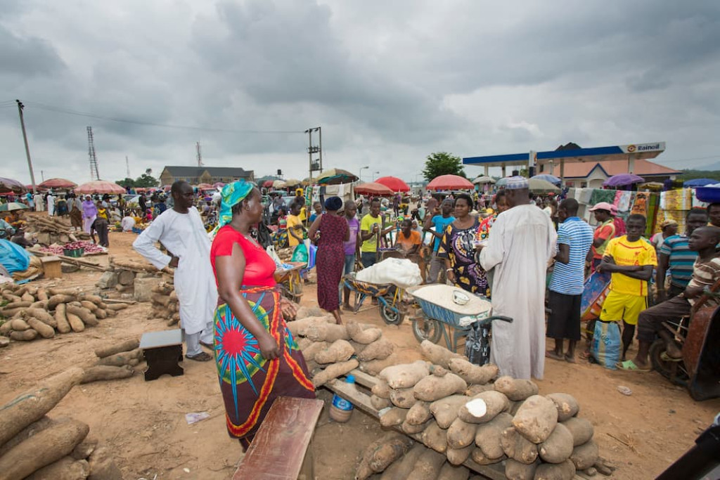 Marktdag in Abuja, de hoofdstad van Nigeria