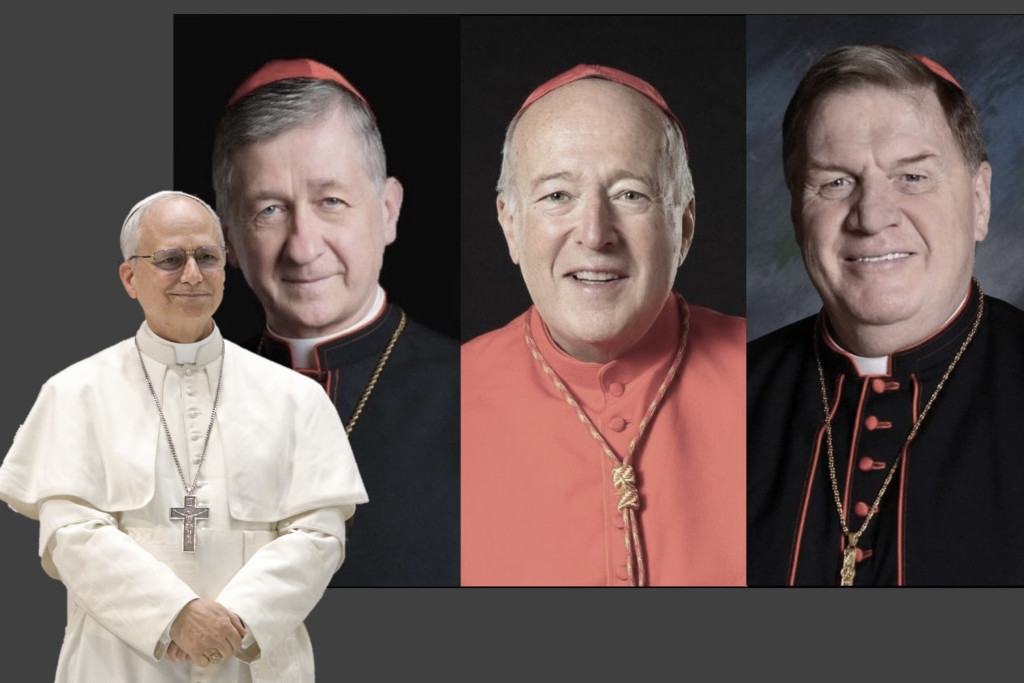 Paus Leo en VS-kardinalen Cupich, McElroy en Tobin
