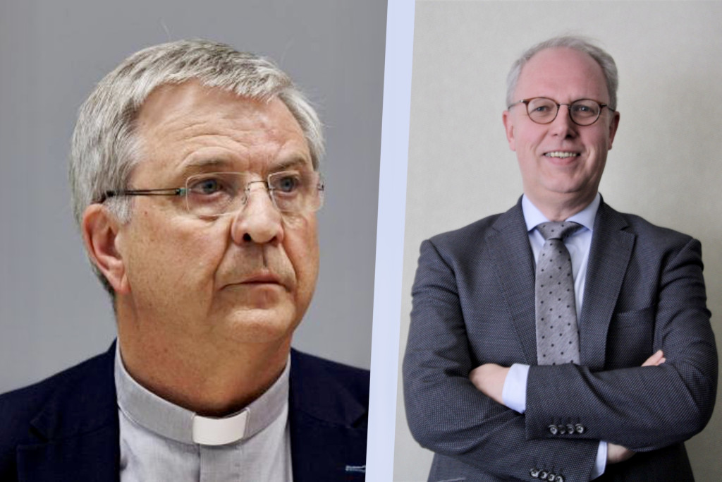 Collage met bisschop Bonny links en Francis Loyens rechts.