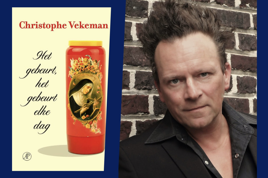 Christophe Vekeman en de cover van 'Het gebeurt, het gebeurt elke dag'
