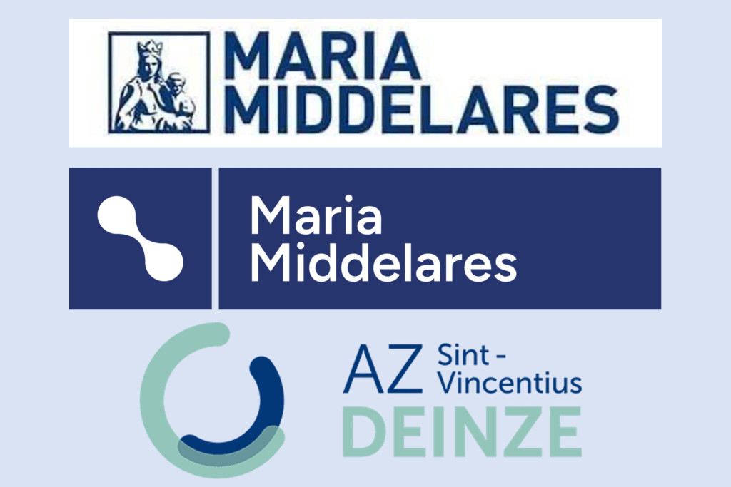 logo's van AZ Maria Middelares, Sint-Vincentius Deinze en het nieuwe logo van Maria Middelares