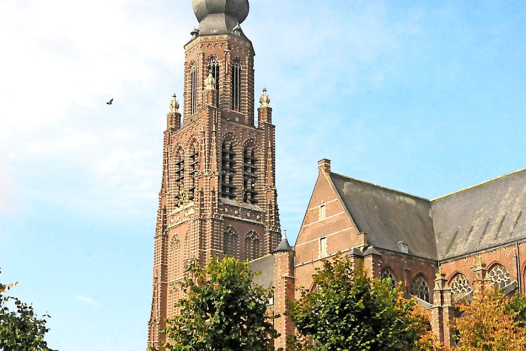 Bruno Aerts beleefde zijn jeugd onder de bakstenen toren van de Sint-Katharinakerk in Hoogstraten. © Filip Ceulemans