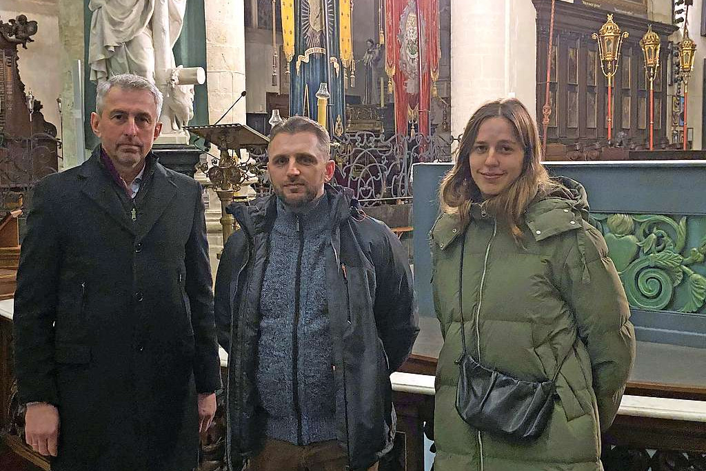 Lyubomyr Movchan, Ruslan Pikh en Marta Movchan (van links naar rechts). © Filip Ceulemans