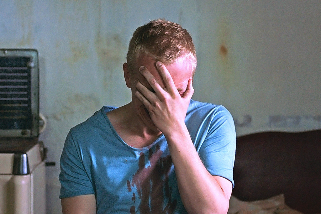 Acteur Gilles De Schryver in Resurrection, het langspeelfilm- debuut van Kristof Hoornaert. © Rimvydas Leipus