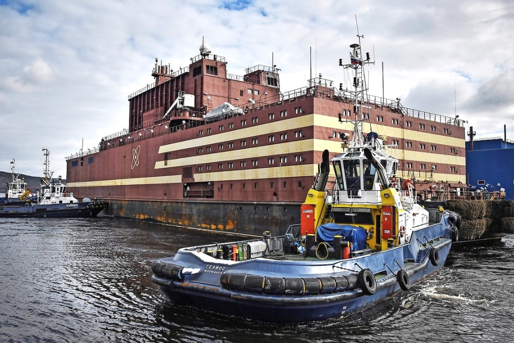Drijvende kernreactor in Rusland, bedoeld voor het noordpoolgebied. © Belga Image