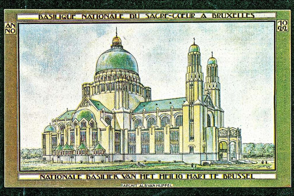 Postkaart uit 1922 met een tekening van architect Albert Van huffel, bedoeld om giften te zoeken. © Design Museum Gent