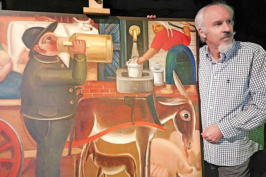 Televisiemaker Mark Uytterhoeven belicht De melkgeschiedenis van zijn grootvader Prosper De Troyer. © Het Kunstuur Mechelen