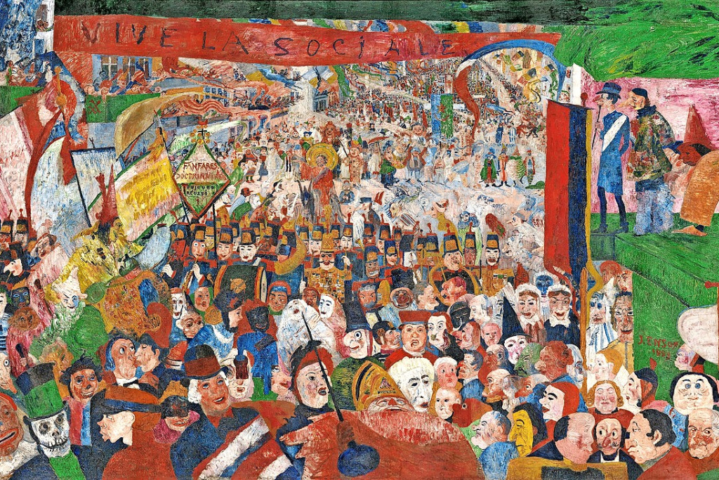 De intrede van Christus in Brussel van James Ensor. “Je begrijpt er niets van als je het lijdensverhaal van Christus niet kent”, zegt Didier Pollefeyt. © James Ensor / www.getty.edu / Publiek domein, https://commons.wikimedia.org