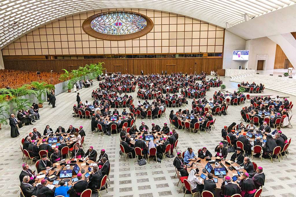 Op 4 oktober, feestdag van Franciscus, startte de synode in de Paulus VI-zaal van het Vaticaan. Een symbolisch moment voor de publicatie van ‘Laudate Deum’. © KNA Op 4 oktober, feestdag van Franciscus, startte de synode in de Paulus VI-zaal van het Vaticaan. Een symbolisch moment voor de publicatie van ‘Laudate Deum’. © KNA