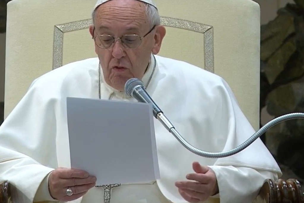 Paus Franciscus tijdens de algemene audiëntie van woensdag 18 januari 2017