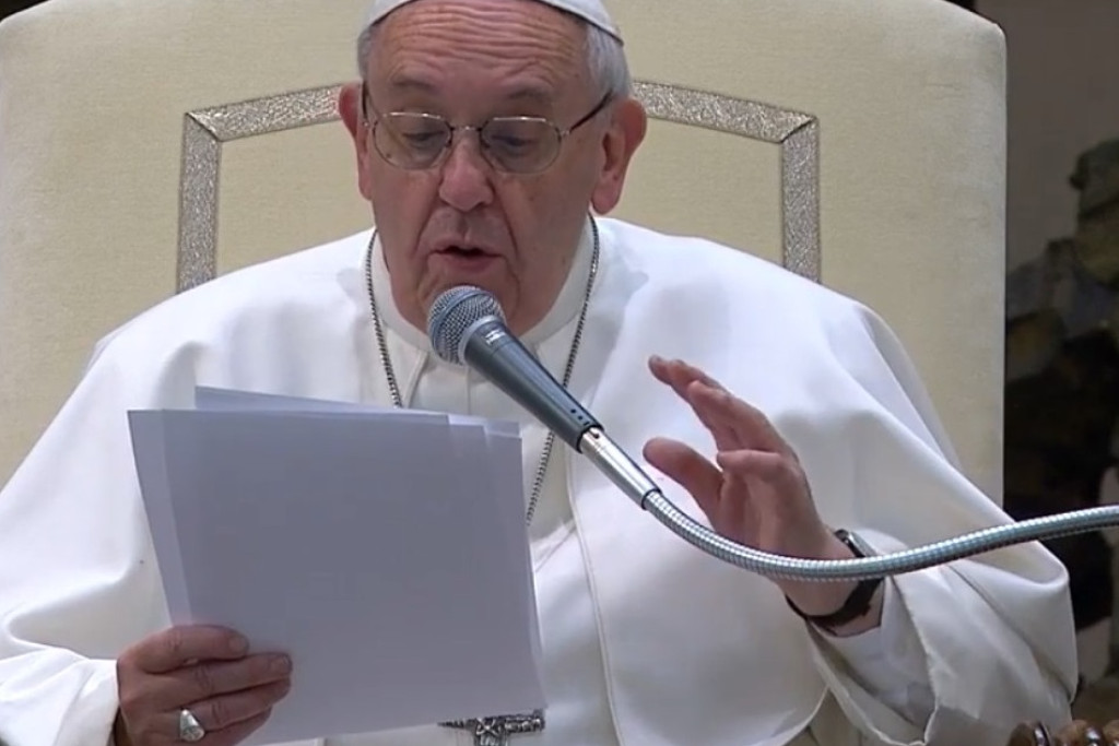 Paus Franciscus tijdens de algemene audiëntie op woensdag 1 februari 2017 in de Paulus VI-aula