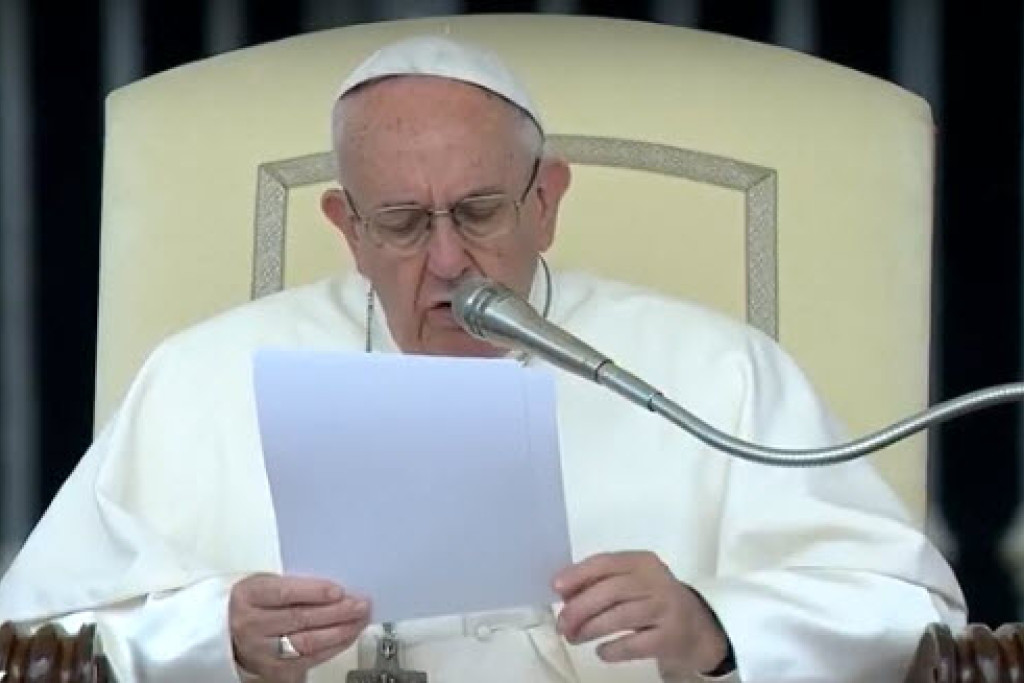 Paus Franciscus tijdens de algemene audiëntie van woensdag 10 mei 2017