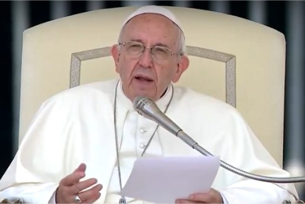 Paus Franciscus tijdens een algemene audiëntie.