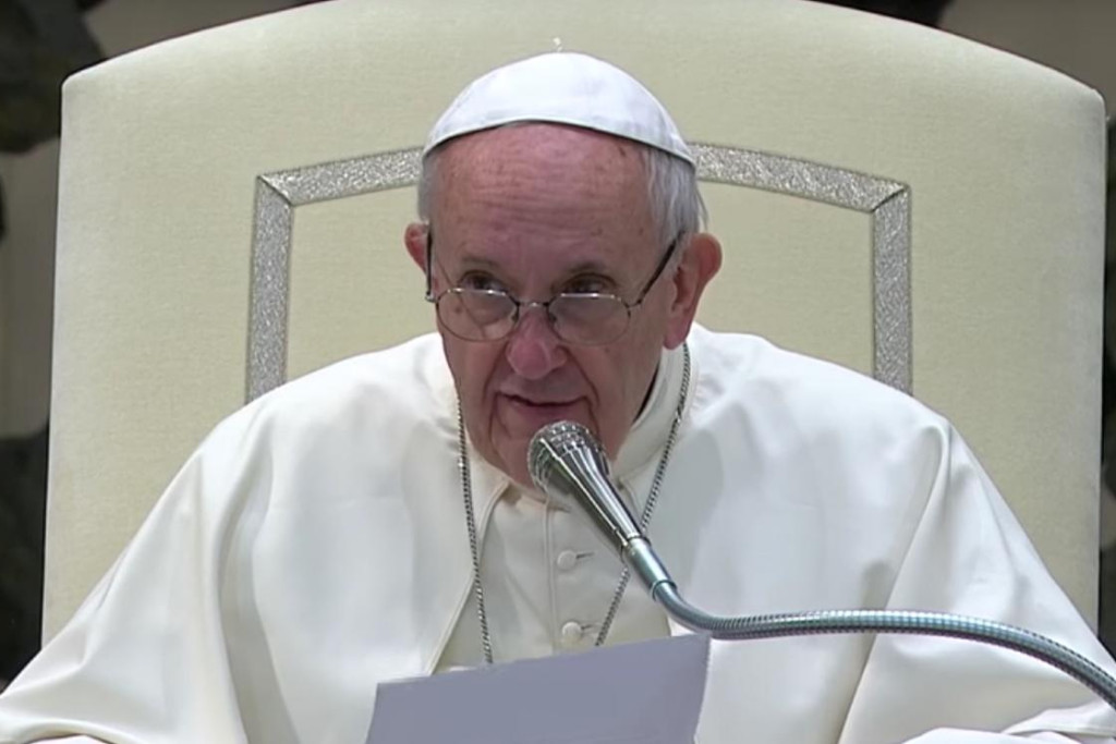 Paus Franciscus tijdens de algemene audiëntie op woensdag 23 augustus 2017
