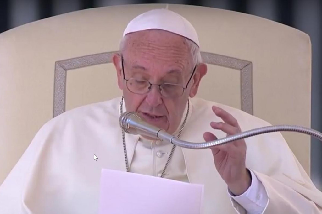 Paus Franciscus tijdens de algemene audiëntie van woensdag 4 oktober 2017