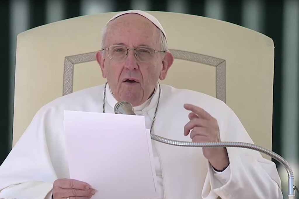Paus Franciscus tijdens zijn catechese op de algemene audiëntie van woensdag 14 maart 2018