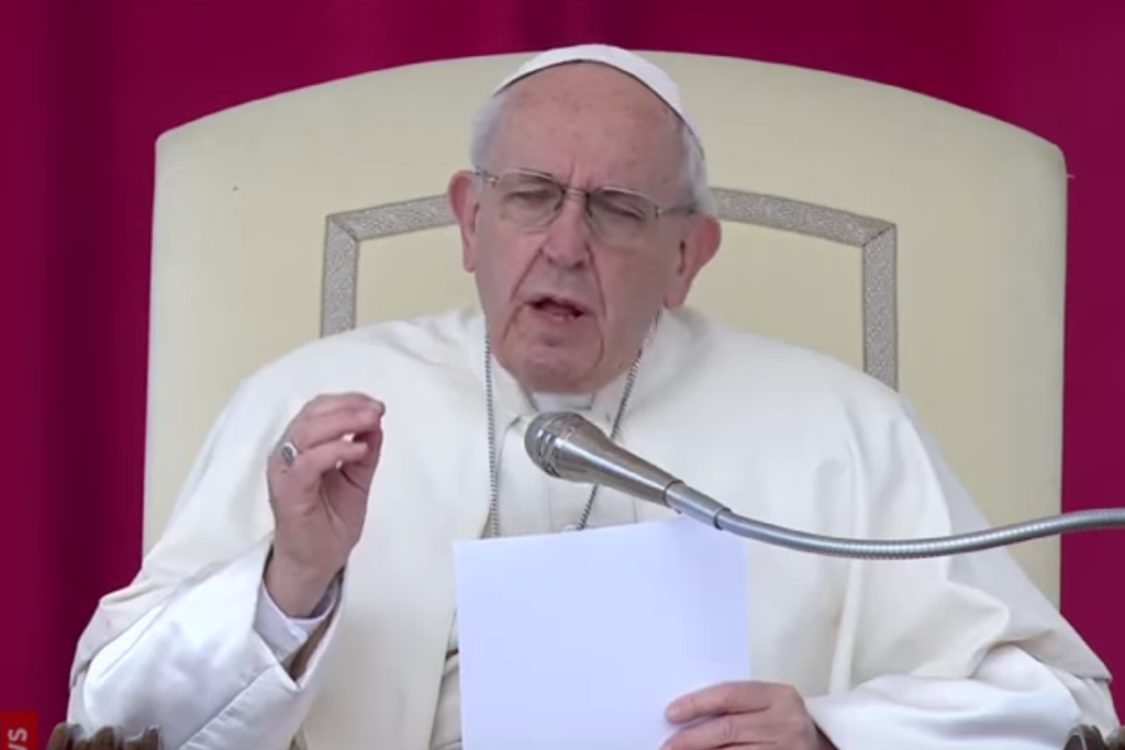 Paus Franciscus tijdens de algemene audiëntie van woensdag 28 maart 2018