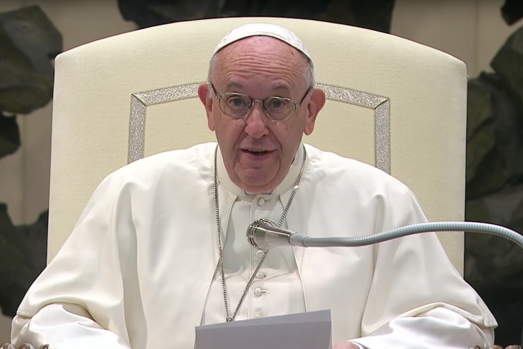 Paus Franciscus tijdens zijn catechese over de Tien Geboden op de algemene audiëntie van woensdag 28 november 2018
