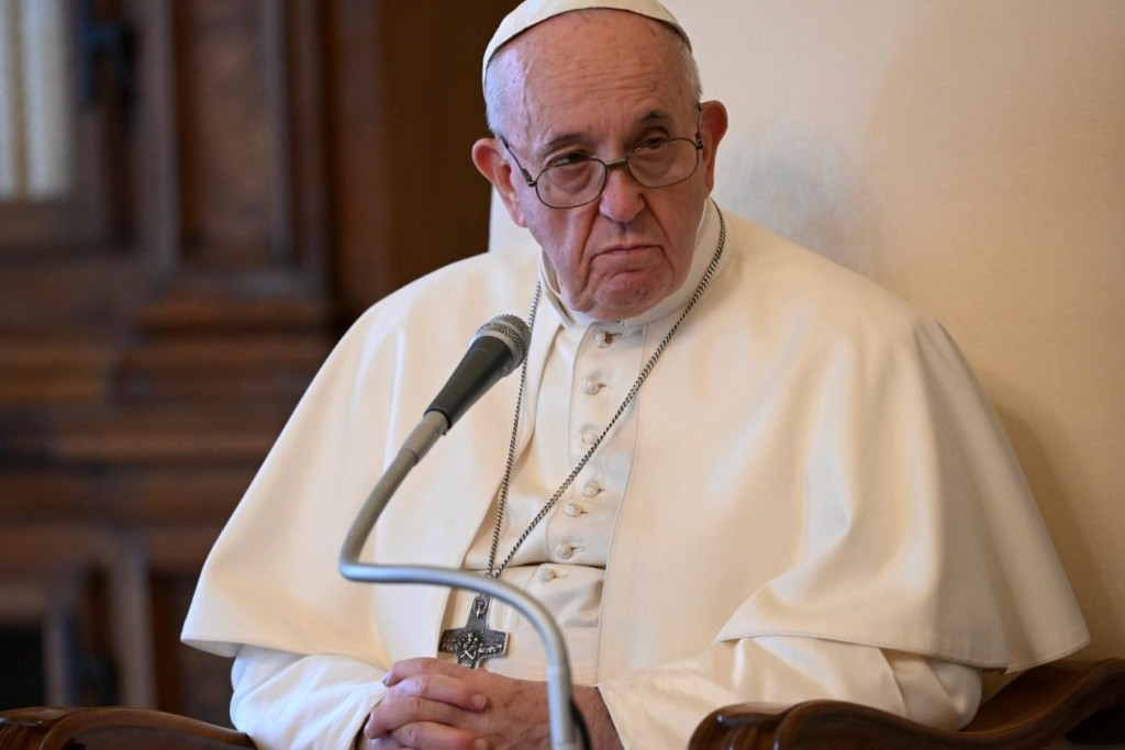 Paus Franciscus tijdens de algemene audiëntie van woensdag 15 april 2020