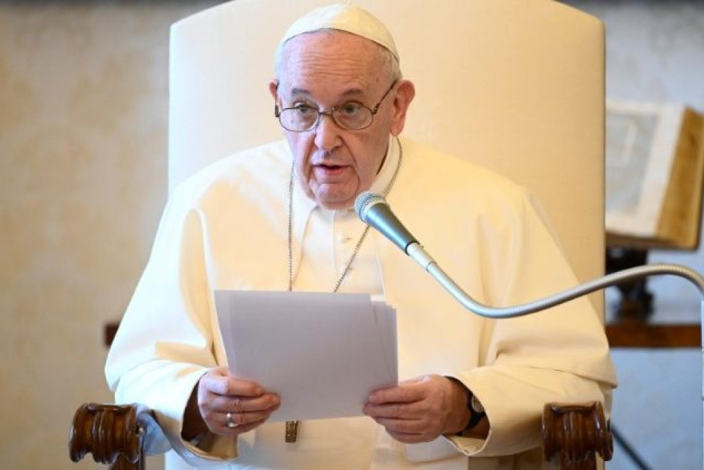 Paus Franciscus tijdens de algemene audiëntie van woensdag 10 juni 2020