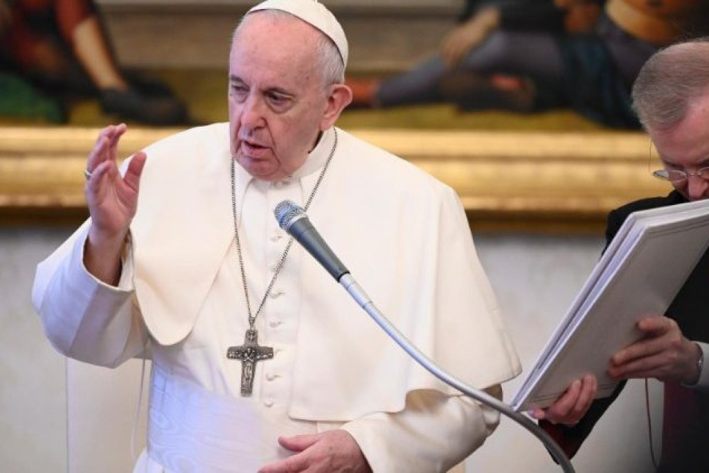 Paus Franciscus tijdens de algemene audiëntie van woensdag 24 juni 2020