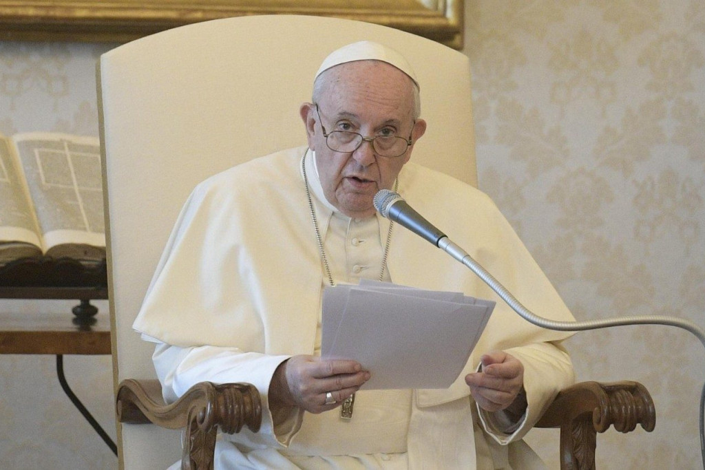 Paus Franciscus tijdens de algemene audiëntie van woensdag 26 augustus 2020