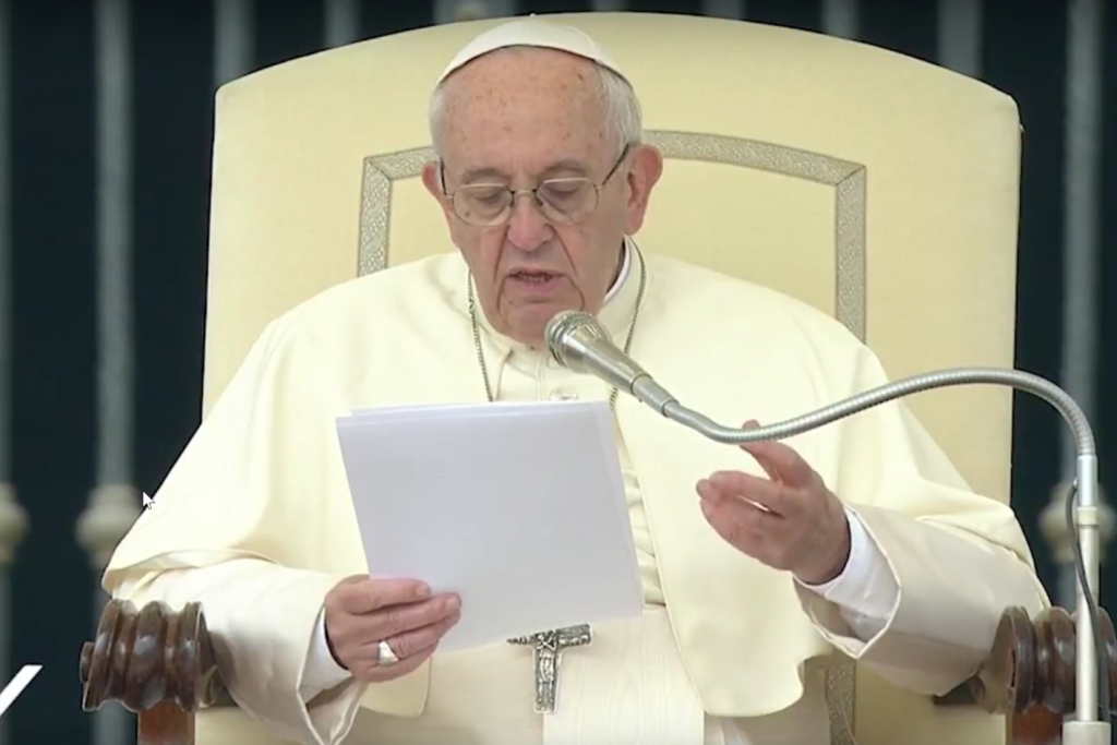 Paus Franciscus tijdens de algemene audiëntie van woensdag 18 oktober 2017