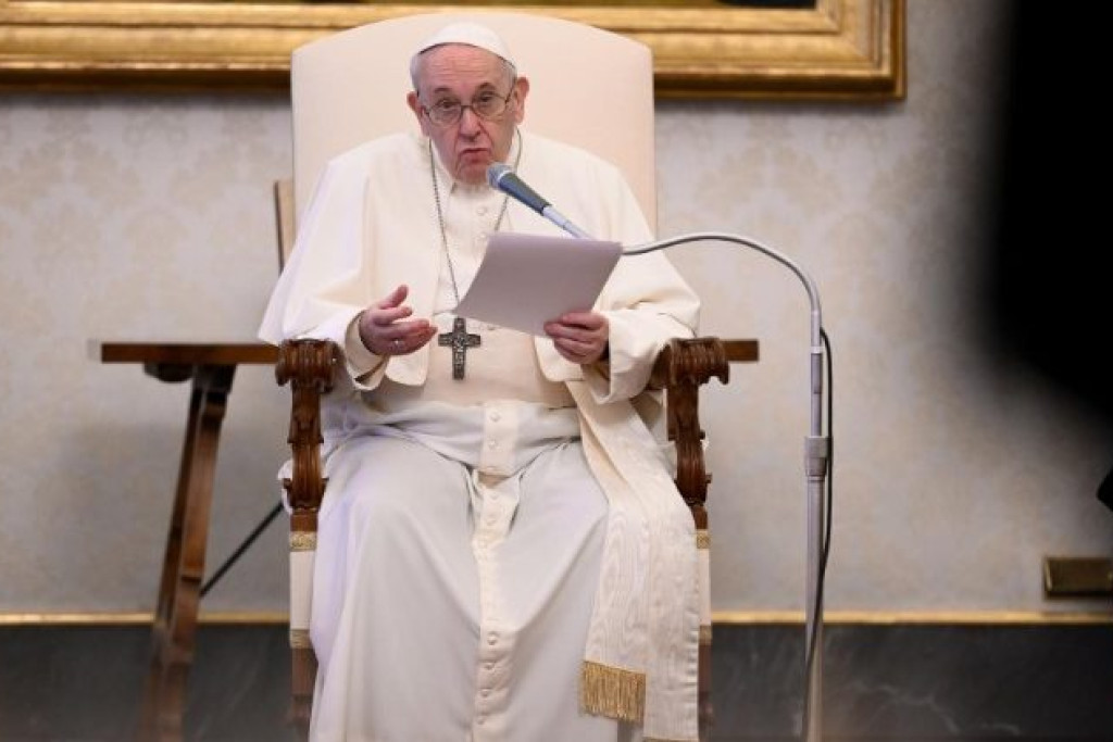 Paus Franciscus tijdens de algemene audiëntie