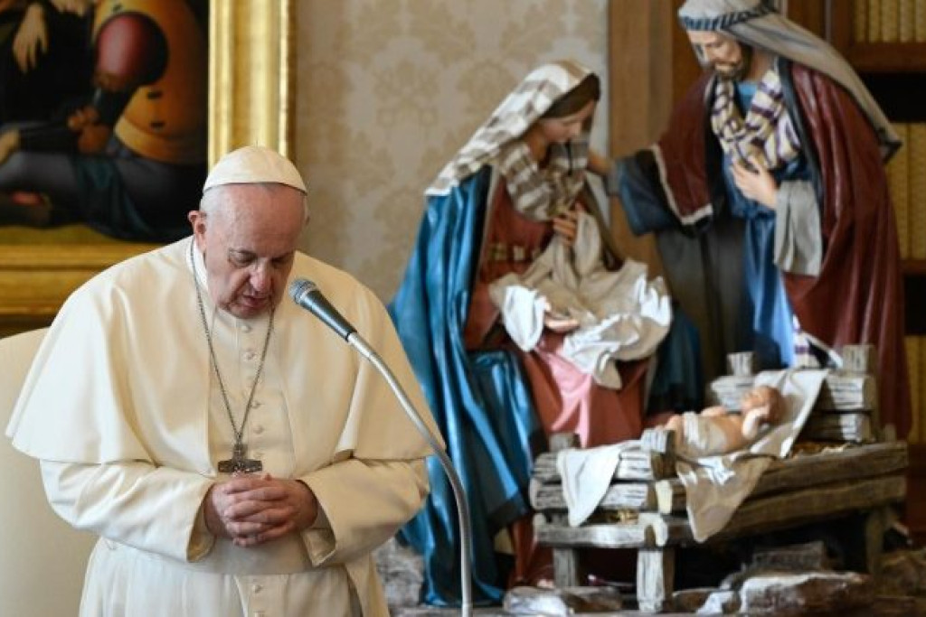 Paus Franciscus tijdens de algemene audiëntie van woensdag 30 december 2020
