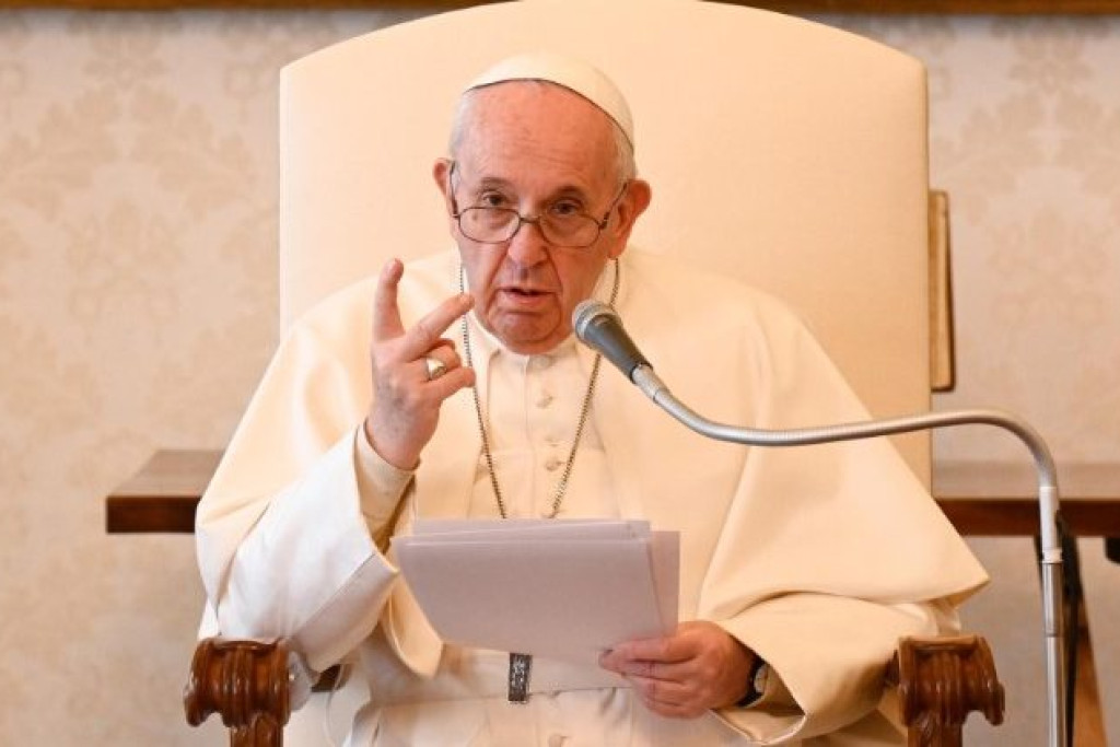 Paus Franciscus tijdens de algemene audiëntie van woensdag 31 maart 2021