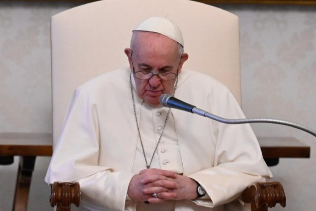 Paus Franciscus tijdens de algemene audiëntie van woensdag 28 april 2021