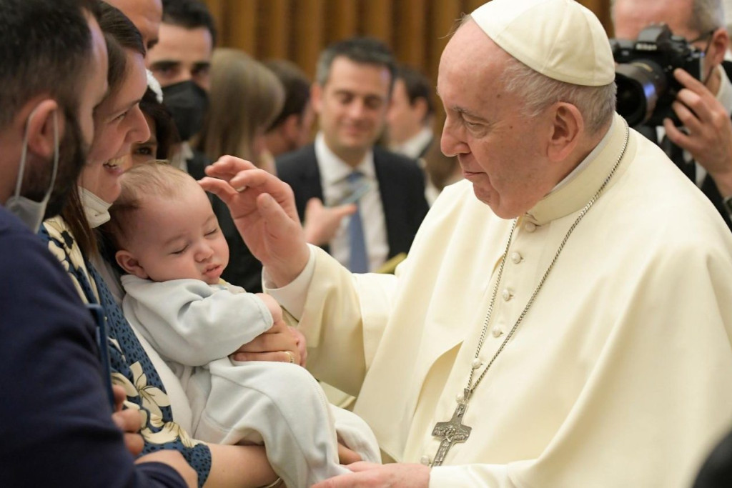 Paus Franciscus tijdens de algemene audiëntie van woensdag 23 maart 2022