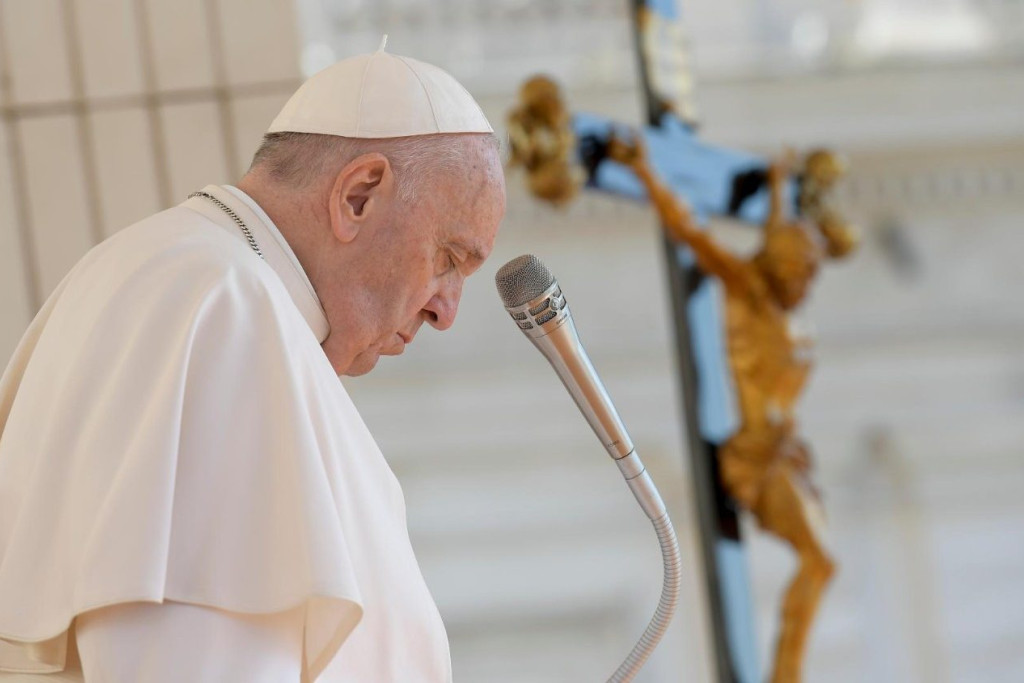Paus Franciscus tijdens de algemene audiëntie van woensdag 11 mei 2022