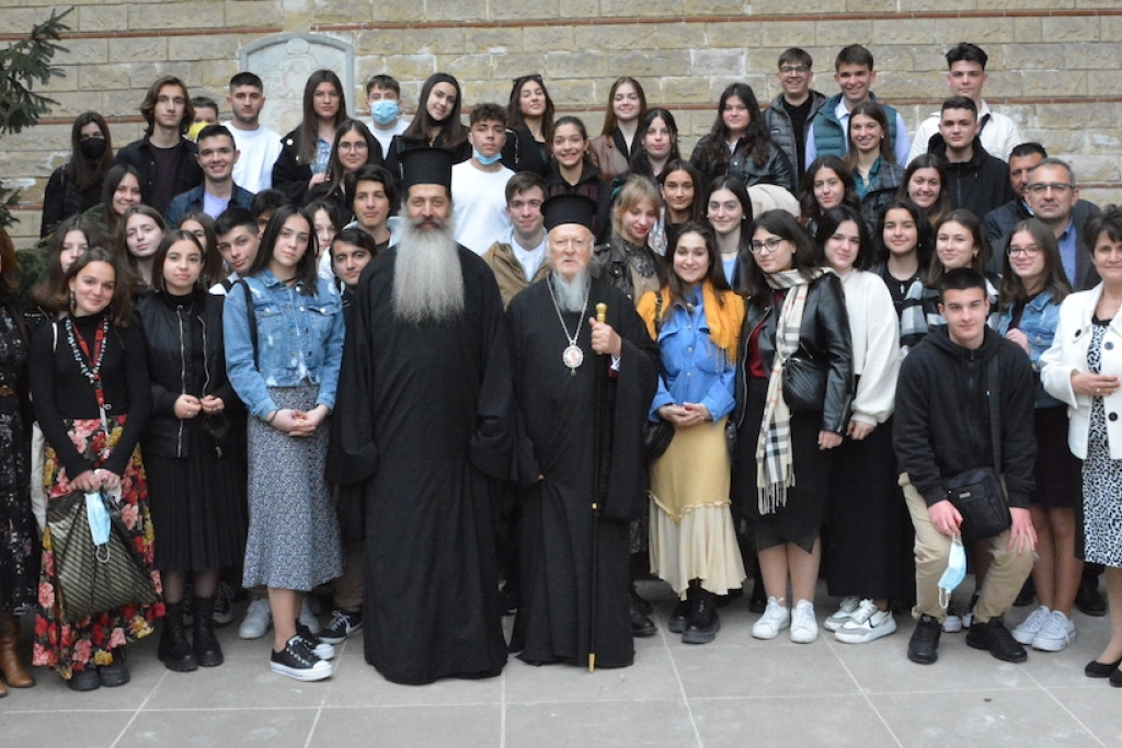 School van Lamia samen met metropoliet Simeon van Phtiotis op bezoek bij patriarch Bartholomeüs van Constantinopel 