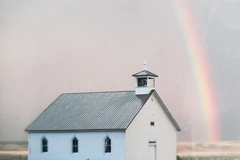 Belgian Colony Church nabij Valiers in Montana. Belgian Colony Church nabij Valiers in Montana.