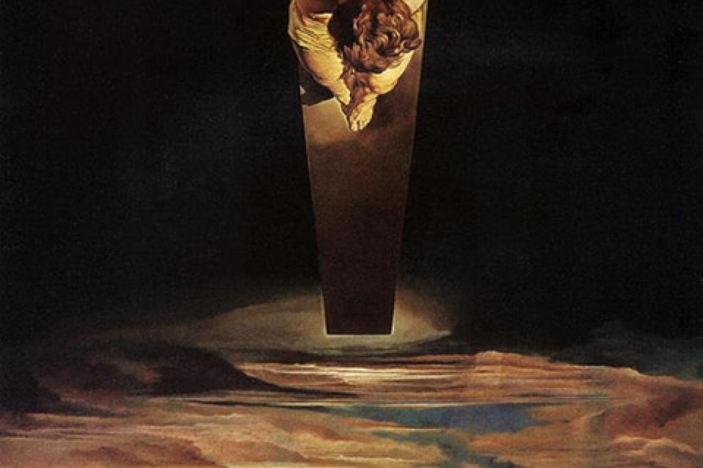 De Gekruisigde roept volgens Maurice Bellet de gelovige op verder te gaan dan wie ook, waardoor ware menselijkheid mogelijk wordt (schilderij: Salvator Dalí, De Christus van de heilige Johannes van het Kruis, 1951) 
