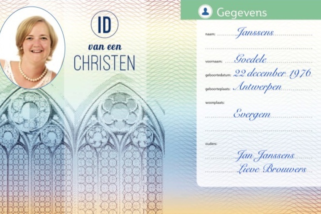 Zo ziet de voorkant van de 'ID van een christen' van Goedele eruit.