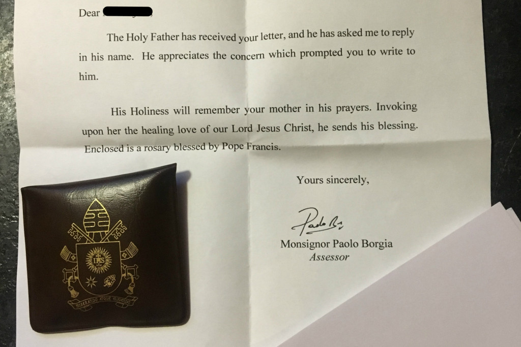 Deze brief kreeg een lezer van ChurchPop terug vanwege paus Franciscus. Deze brief kreeg een lezer van ChurchPop terug vanwege paus Franciscus.