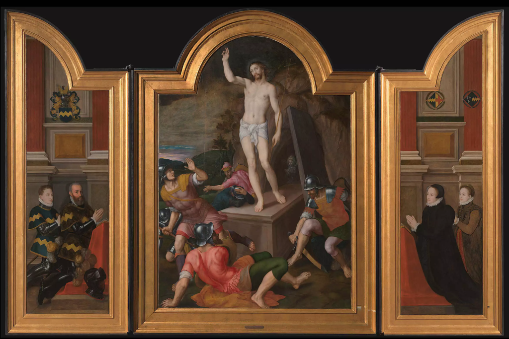 ‘Verrijzenis van Christus en schenkersportretten’, Michiel Coxcie.