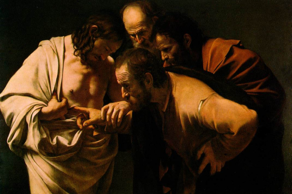 'De Ongelovige Thomas', Caravaggio (1602).