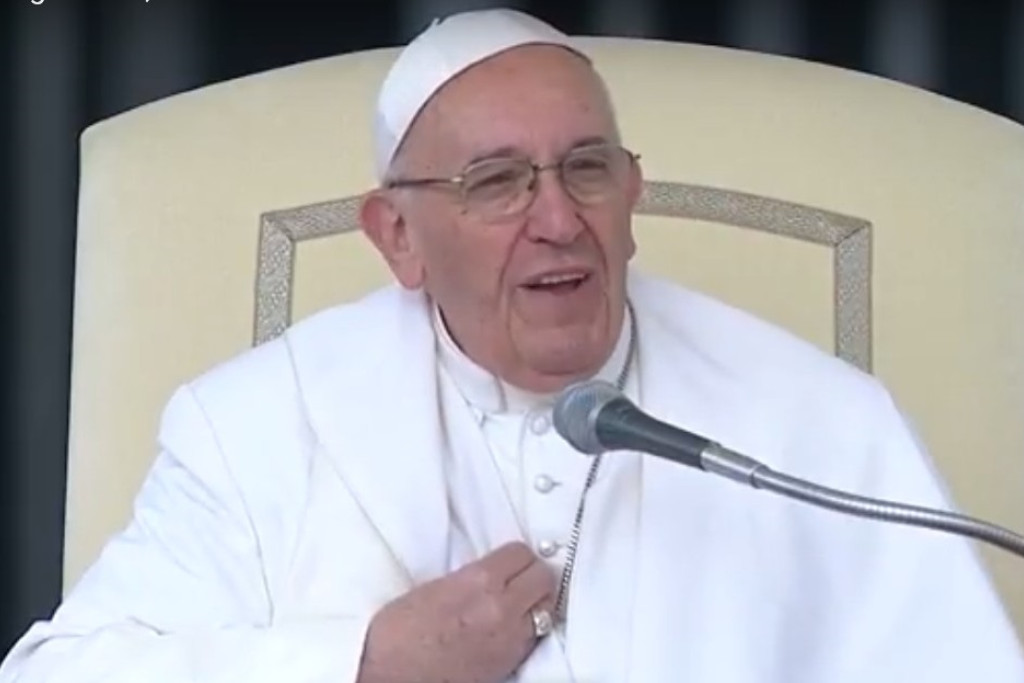 Paus Franciscus tijdens de algemene audiëntie van woensdag 26 april 2017