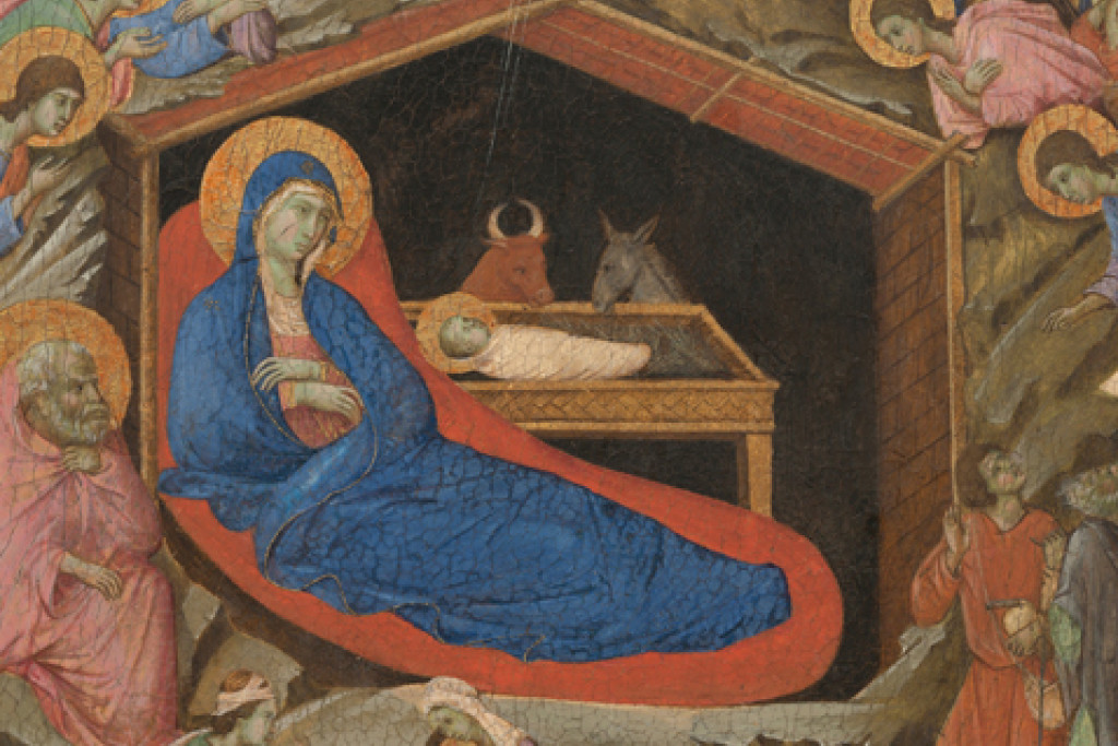 De geboorte van Christus met de profeten Jesaja en Ezechiël (1308-1311) ~ Duccio di Buoninsegna