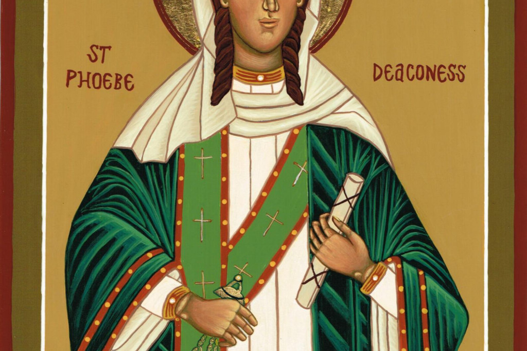 Icoon van heilige Febe, diacones in de vroege Kerk, door Suzanne Massie voor de Holy Spirit Parochie in Ottawa, Canada.